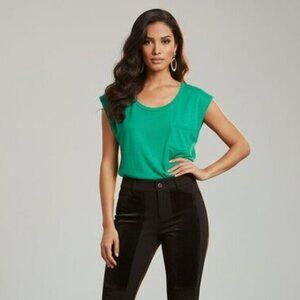 Aritzia Wilfred Free Linen Muscle T-shirt Tee Sleeveless Green Size XXS